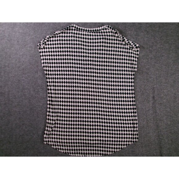 Dana Buchman Top Women Medium Black White Geometric Split Neck Base Layer Chic - Picture 9 of 10